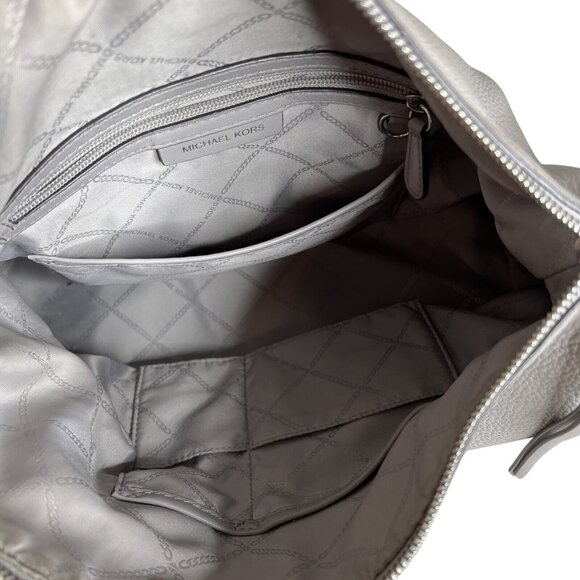 Michael Kors Gray Leather Hobo Bag With Adjustable Strap & Metal Feet - Picture 7 of 11